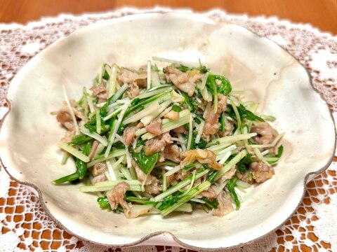 ビタミンC〜!シャキシャキ水菜と豚肉の☆炒めもの